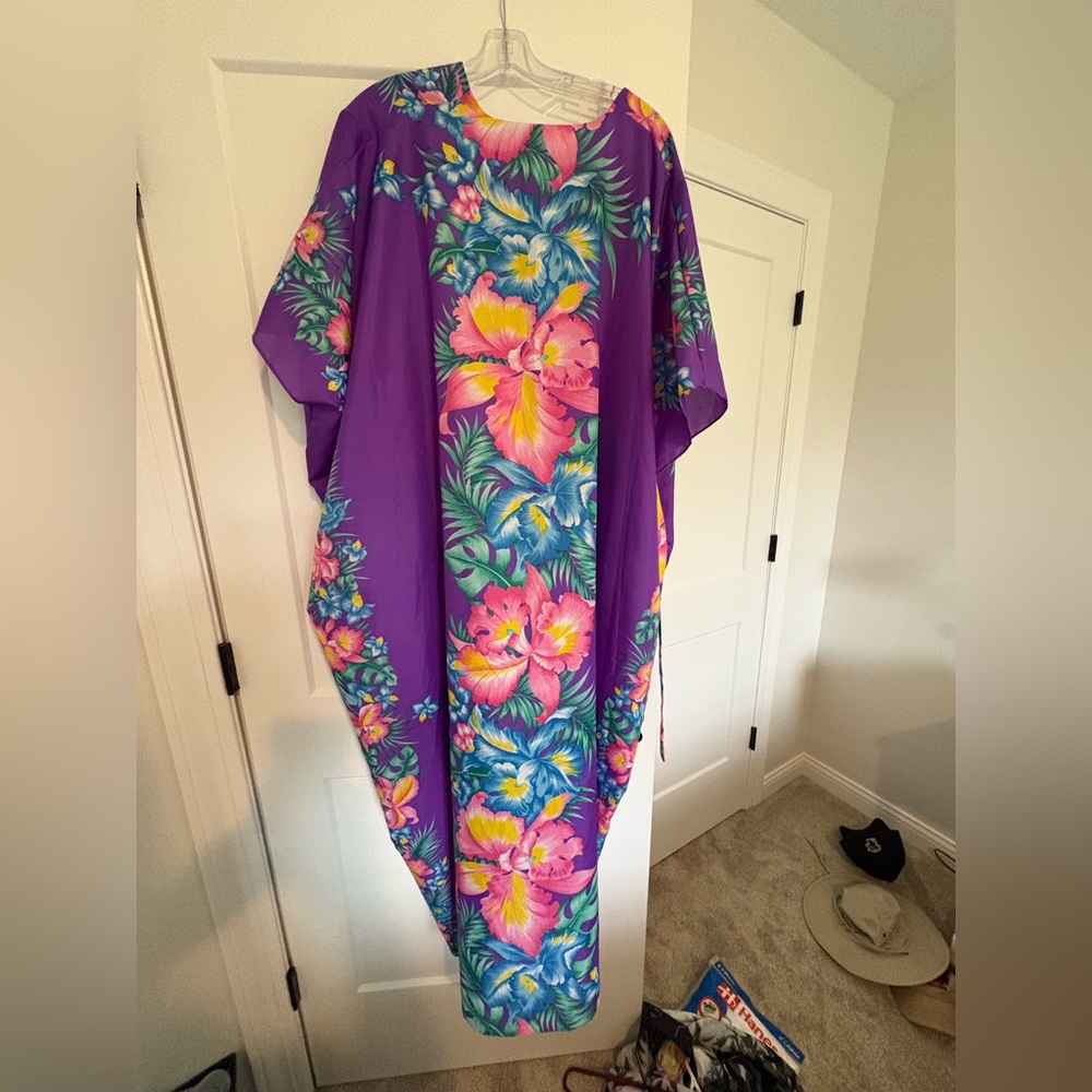 VTG TROPICAL EVE HAWAII Kaftan Caftan One Size Hawaiian USA